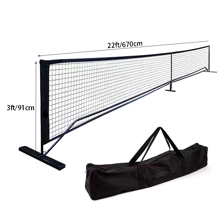 공장 가격 Protable Pickleball Net 22*3FT 금속 프레임 및 실내 또는 실외 사용을 위한 운반용 가방이 있는 PE Net