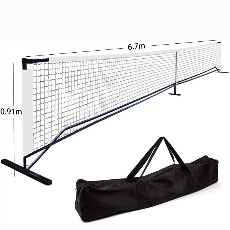 공장 가격 Protable Pickleball Net 22*3FT 금속 프레임 및 실내 또는 실외 사용을 위한 운반용 가방이 있는 PE Net